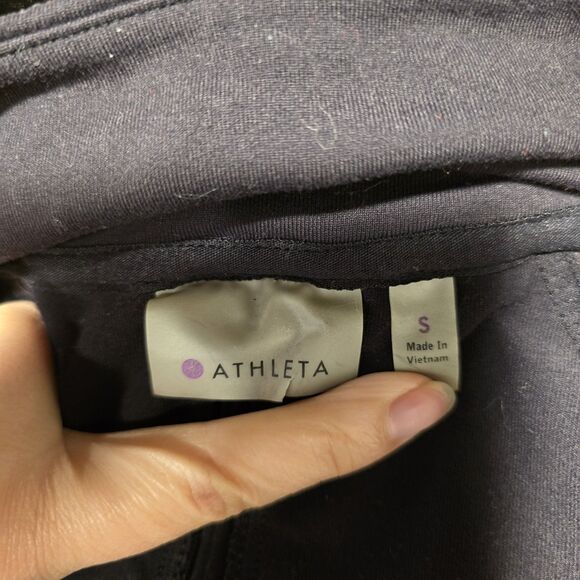 Athleta Rishi Yoga Fitted Jacket Full Zip Womens Small Black Athleisure Workout - Picture 12 of 12